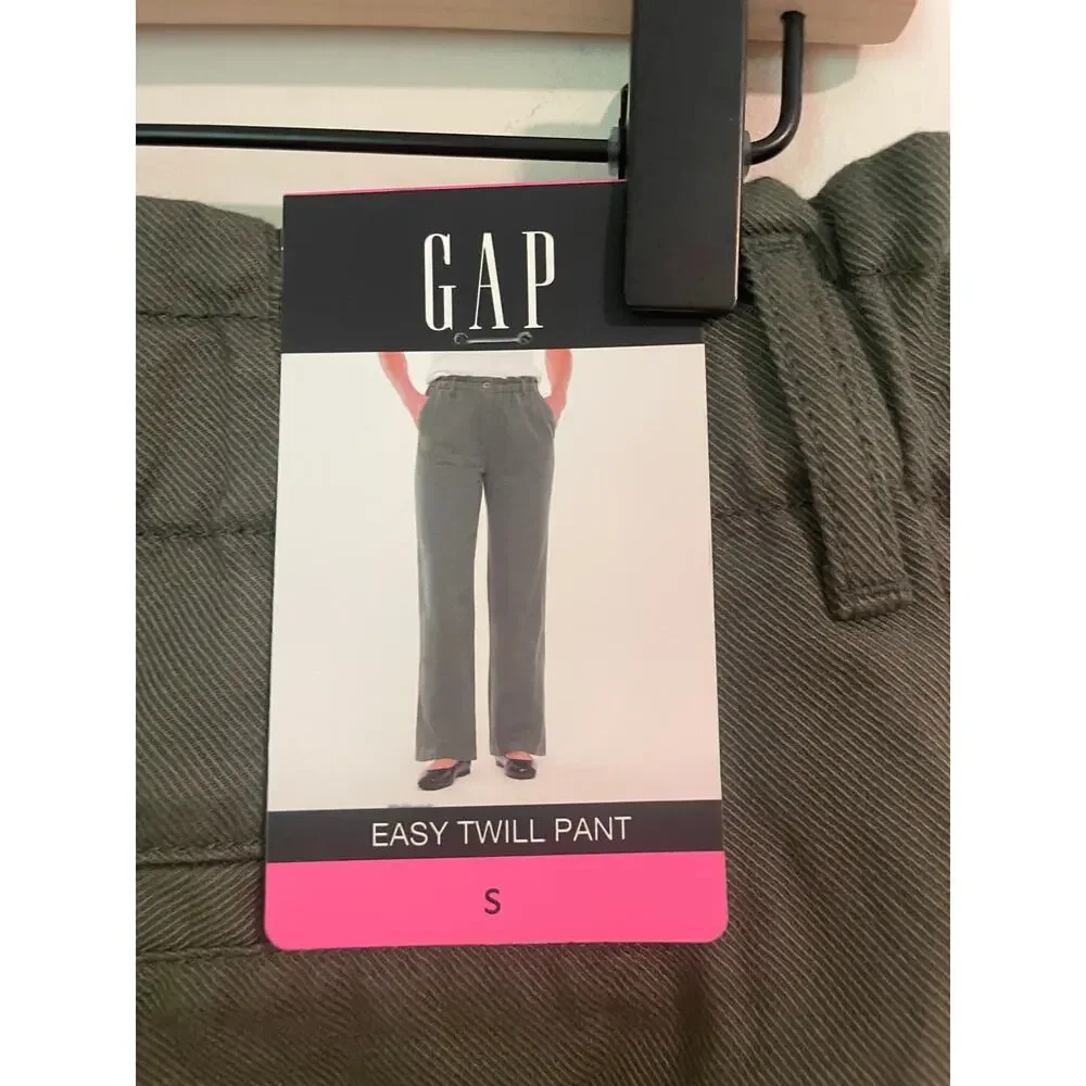 Gap NWT Mid Rise Easy Twill Pants Olive Green Career Minimalist Size Small